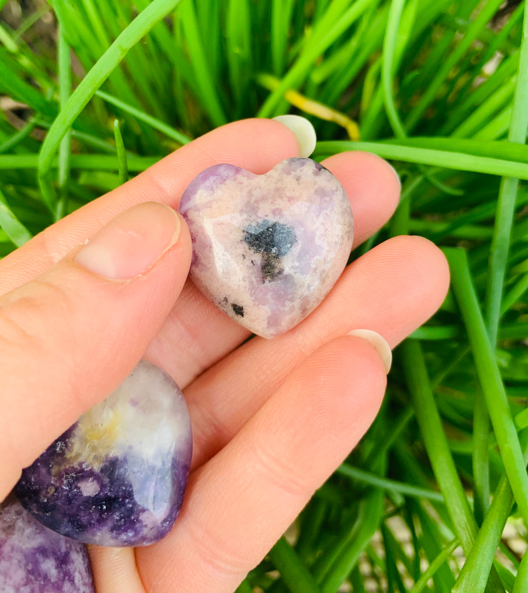 Lepidolite Mini Hearts - Dragon Mama Crystals 