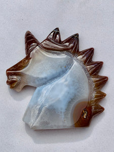 Blue Agate + Carnelian Unicorn - Dragon Mama Crystals 