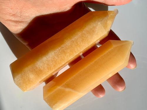 Orange Calcite tower medium - Dragon Mama Crystals 