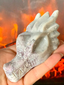 Lepidolite + Pink Tourmaline | 'Royal Divine Goddess Rose Pink' Dragon - Dragon Mama Crystals 