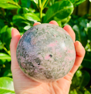 Rare Grey/Pink Rhodonite Sphere - Dragon Mama Crystals 