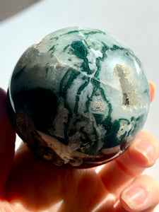 Moss Agate Sphere - Dragon Mama Crystals 