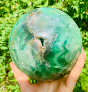 Large Fluorite Sphere - Dragon Mama Crystals 