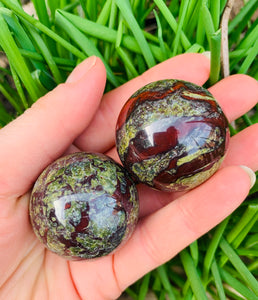 Dragons Bloodstone Jasper Spheres - Dragon Mama Crystals 