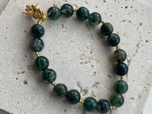 Load image into Gallery viewer, Moss Agate Golden Elephant Bracelet - Dragon Mama Crystals 