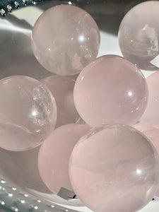 Gem Ice Rose Quartz Spheres - Dragon Mama Crystals 