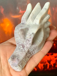 Lepidolite + Pink Tourmaline | 'Royal Divine Goddess Rose Pink' Dragon - Dragon Mama Crystals 