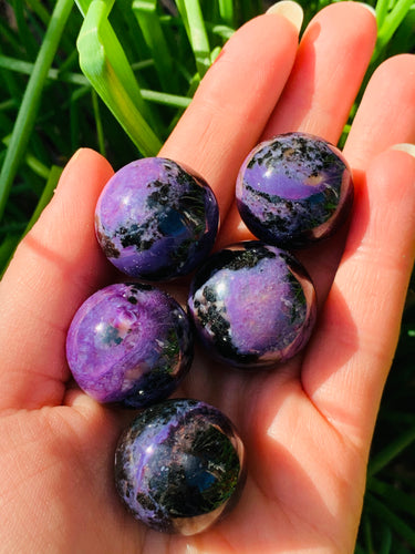 Rare Small Charoite Spheres Russia - Dragon Mama Crystals 