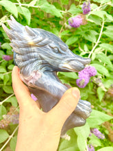Load image into Gallery viewer, Amethyst Agate Crystal Druzy Wolf - Dragon Mama Crystals 