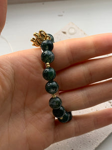 Moss Agate Golden Elephant Bracelet - Dragon Mama Crystals 