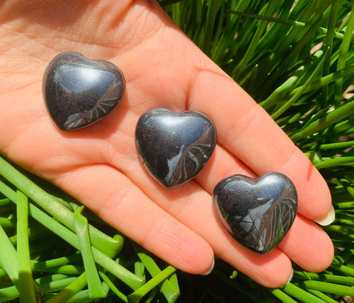 Hematite Hearts - Dragon Mama Crystals 