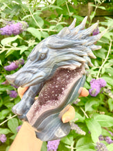 Load image into Gallery viewer, Amethyst Agate Crystal Druzy Wolf - Dragon Mama Crystals 
