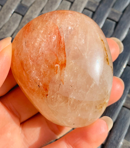 Fire Quartz Hematoid Palm Stones - Dragon Mama Crystals 
