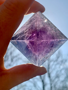 Amethyst Pyramid with Rainbows and Rainbow light codes - Dragon Mama Crystals 