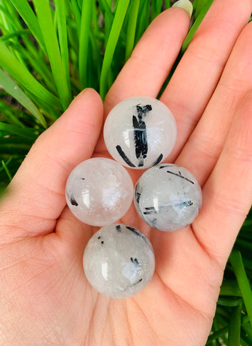 Tourmaline in Quartz Mini Spheres - Dragon Mama Crystals 