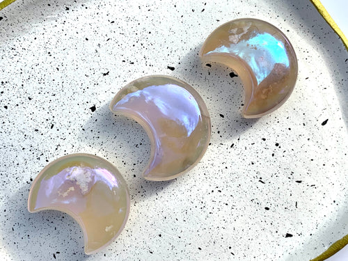 Aura Flower Agate Mini Moons - Dragon Mama Crystals 