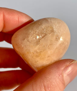 Peach Morganite With Rainbows Tumble Stone large - Dragon Mama Crystals 