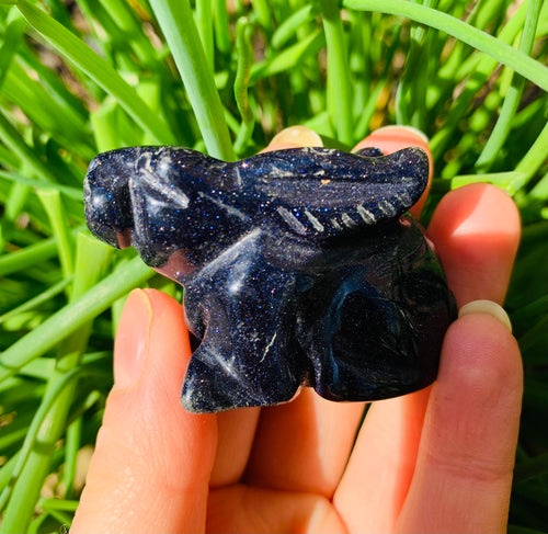Blue Goldstone Rabbit - Dragon Mama Crystals 