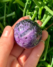 Load image into Gallery viewer, Extremely Rare Charoite Sphere with Rainbow A Grade Russia - Dragon Mama Crystals 