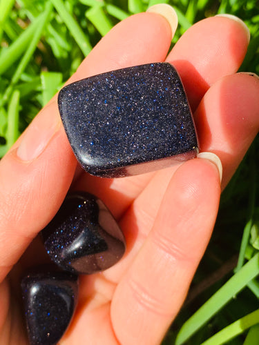 Blue Goldstone Tumbles - Dragon Mama Crystals 