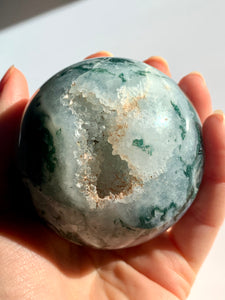 Moss Agate Sphere - Dragon Mama Crystals 