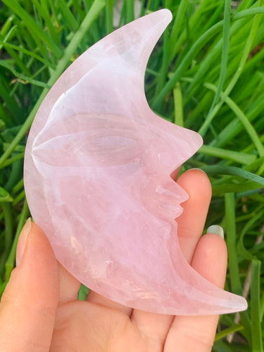 Rose Quartz Moon Face - Dragon Mama Crystals 