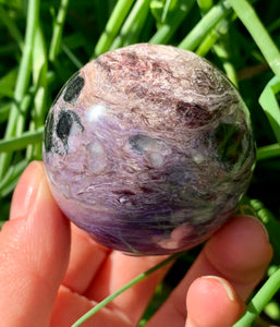Rare Charoite Sphere Russia B Grade - Dragon Mama Crystals 