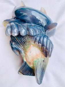 Agate Druzy Agate Shark Carving - Dragon Mama Crystals 