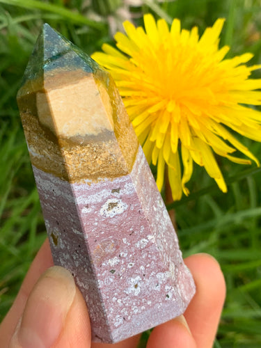 Rare Pink Ocean Jasper Tower - Dragon Mama Crystals 