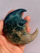 Load image into Gallery viewer, Moss Agate Rutile Moon - Dragon Mama Crystals 