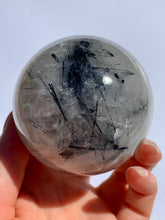 Load image into Gallery viewer, Tourmaline in Quartz Sphere - Dragon Mama Crystals 