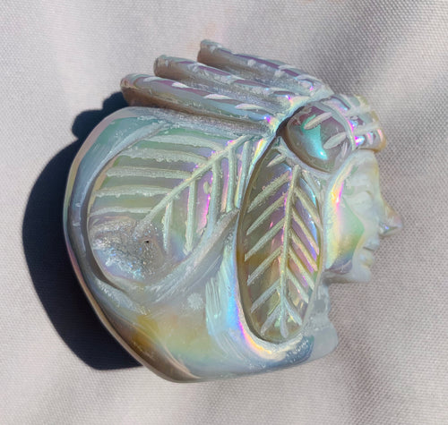 Aura Agate Native American Carving - Dragon Mama Crystals 