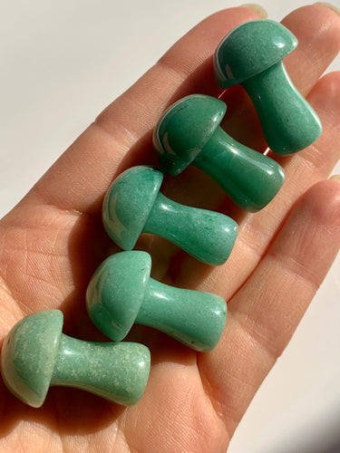 Green Aventurine Mushrooms - Dragon Mama Crystals 