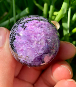Rare Charoite Sphere Russia Medium AA Grade - Dragon Mama Crystals 