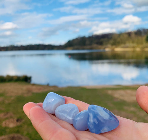 Blue Lace Agate Tumble Stones - Dragon Mama Crystals 