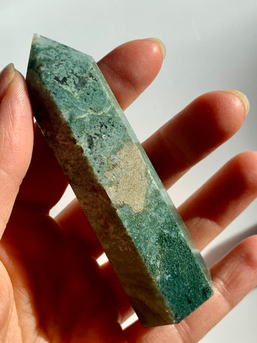 Moss Agate Tower - Dragon Mama Crystals 