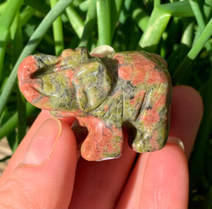 Unakite Elephant - Dragon Mama Crystals 